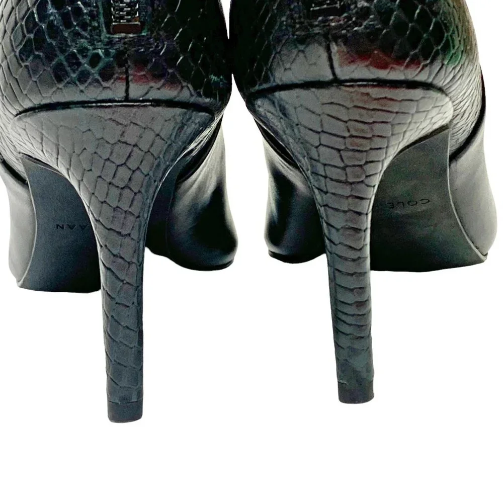 Cole‎ Haan Grand.Os Claremont Black and Smooth Embossed Leather Booties